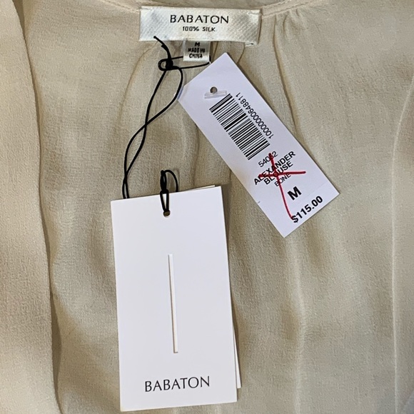 Babaton 100% Silk Alexander Blouse Bone Size medium NWT - Picture 7 of 10